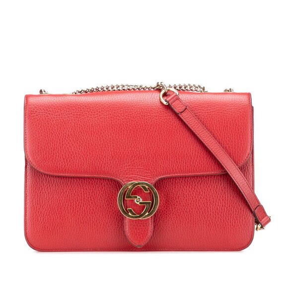 GUCCI Red Leather Shoulder Bag - Picture 1 of 12